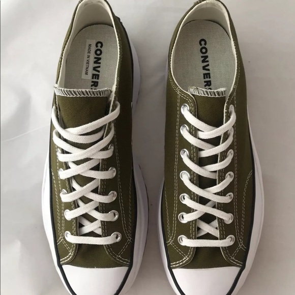 Converse Run Star Hike Low Top Platform Sneaker Olive Green M13/W14.5 - Picture 7 of 10